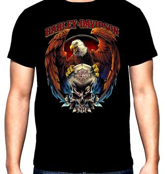 Harley Davidson, eagle fly and skull, men's  t-shirt, 100% cotton, S to 5XL